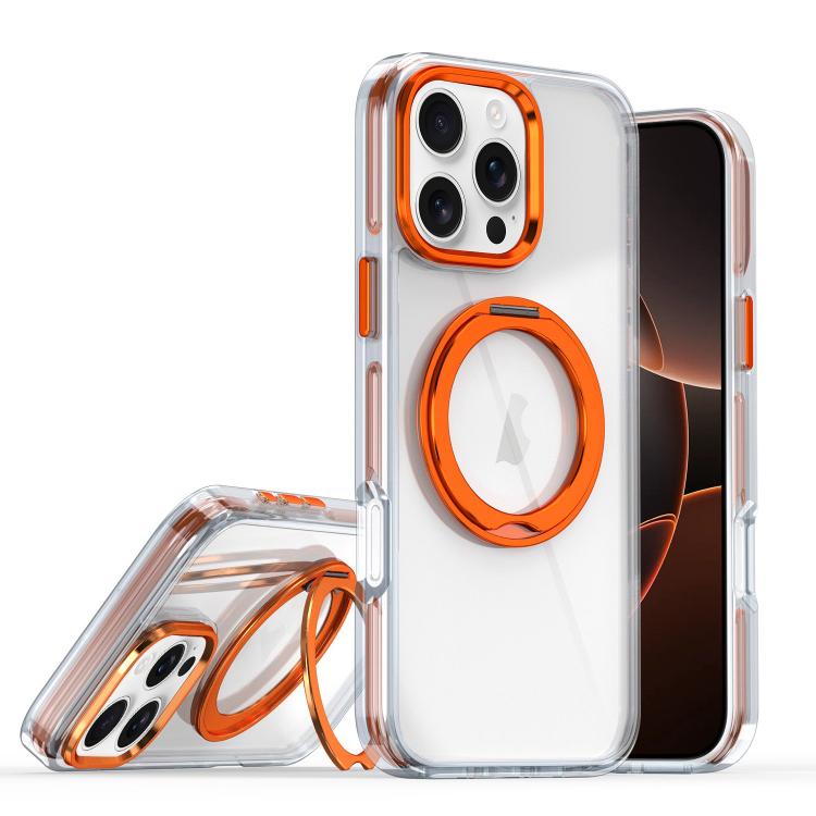 

For iPhone 16 Pro Max Magnetic 360 Degree Rotating Holder Phone Case(Orange)