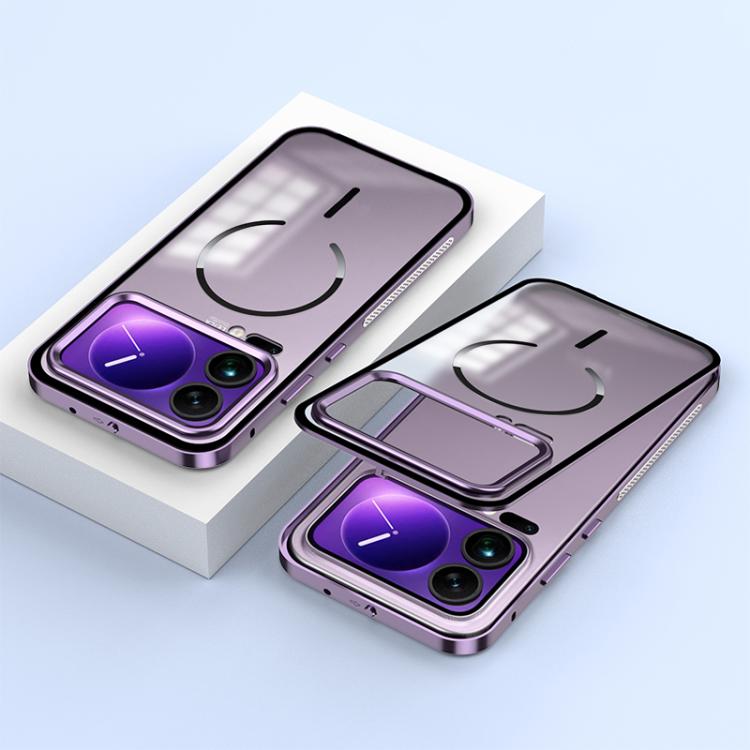 

For Xiaomi 17 Pro Single-sided Snap Buckle Metal Frame Frosted MagSafe Phone Case(Dark Purple)