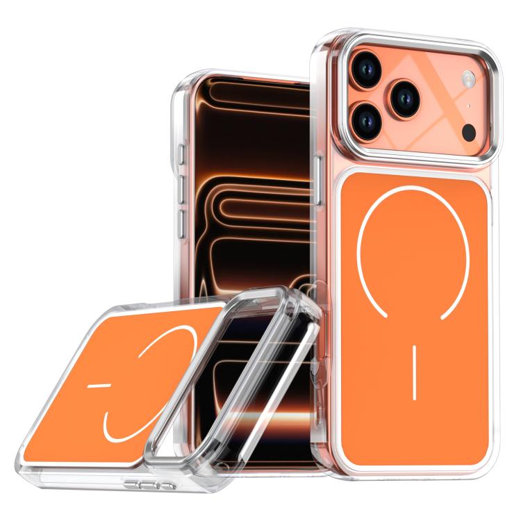 

For iPhone 17 Pro Max Bright Shadow Two-color MagSafe Magnetic Phone Case(Orange)