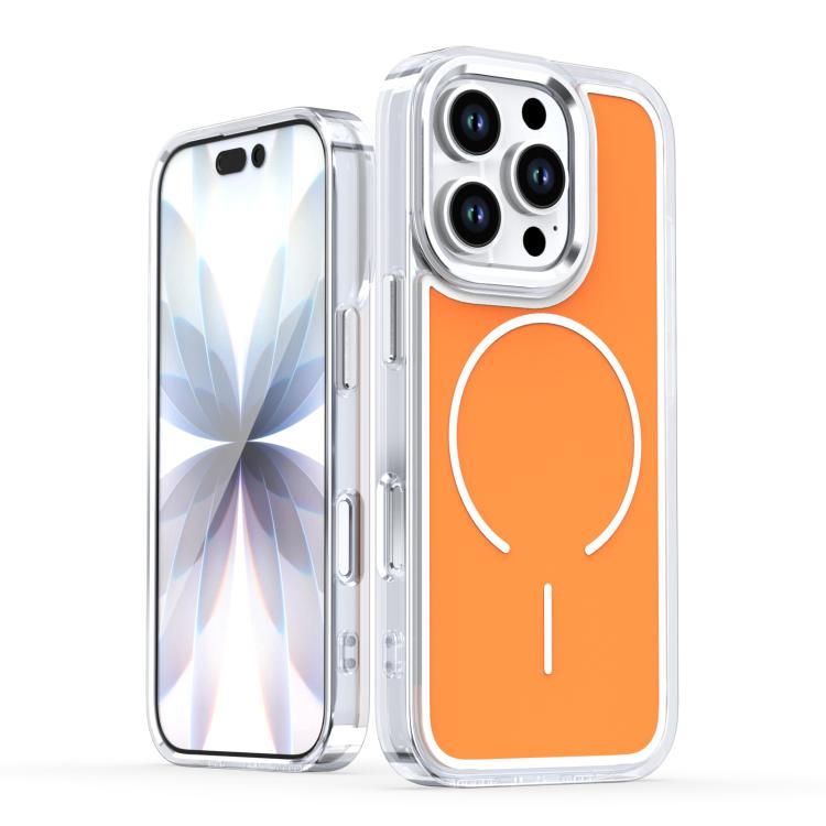 

For iPhone 16 Pro Bright Shadow Two-color MagSafe Magnetic Phone Case(Orange)