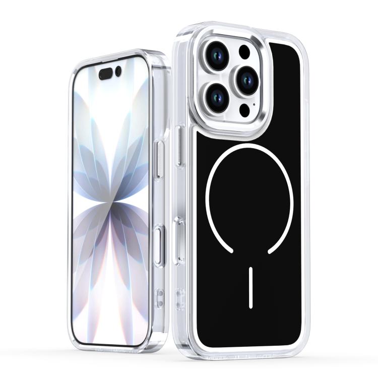 

For iPhone 16 Pro Bright Shadow Two-color MagSafe Magnetic Phone Case(Black)