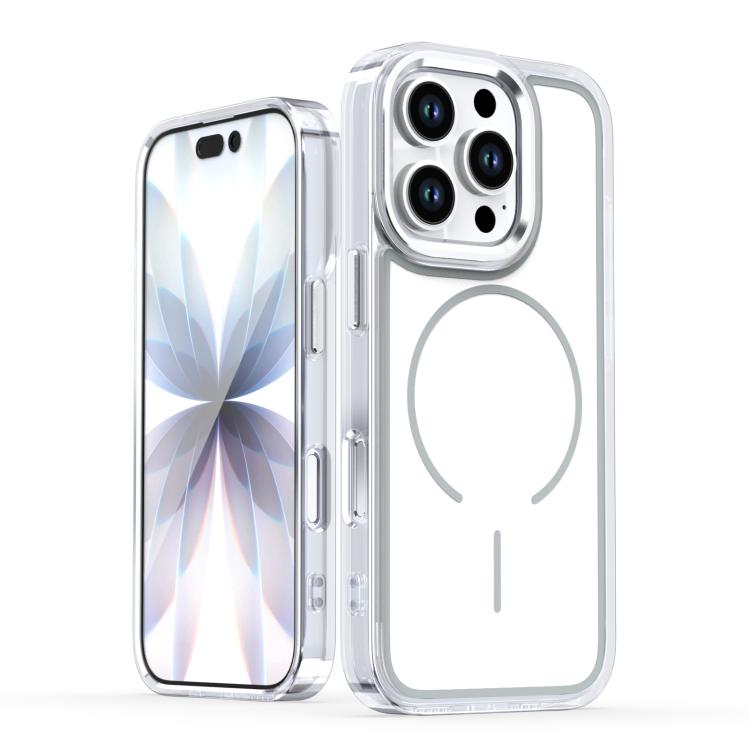 

For iPhone 16 Pro Bright Shadow Two-color MagSafe Magnetic Phone Case(White)