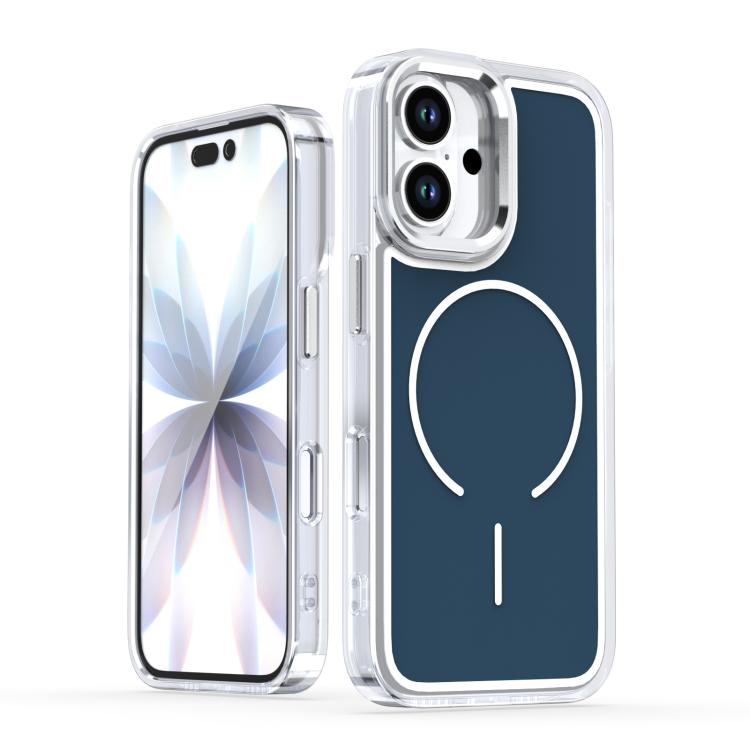 

For iPhone 16 Bright Shadow Two-color MagSafe Magnetic Phone Case(Blue)