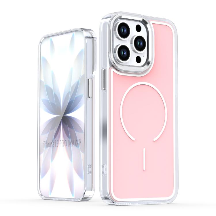 

For iPhone 14 Pro Max Bright Shadow Two-color MagSafe Magnetic Phone Case(Pink)