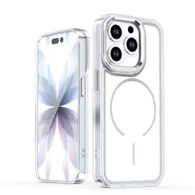 

For iPhone 14 Pro Bright Shadow Two-color MagSafe Magnetic Phone Case(White)