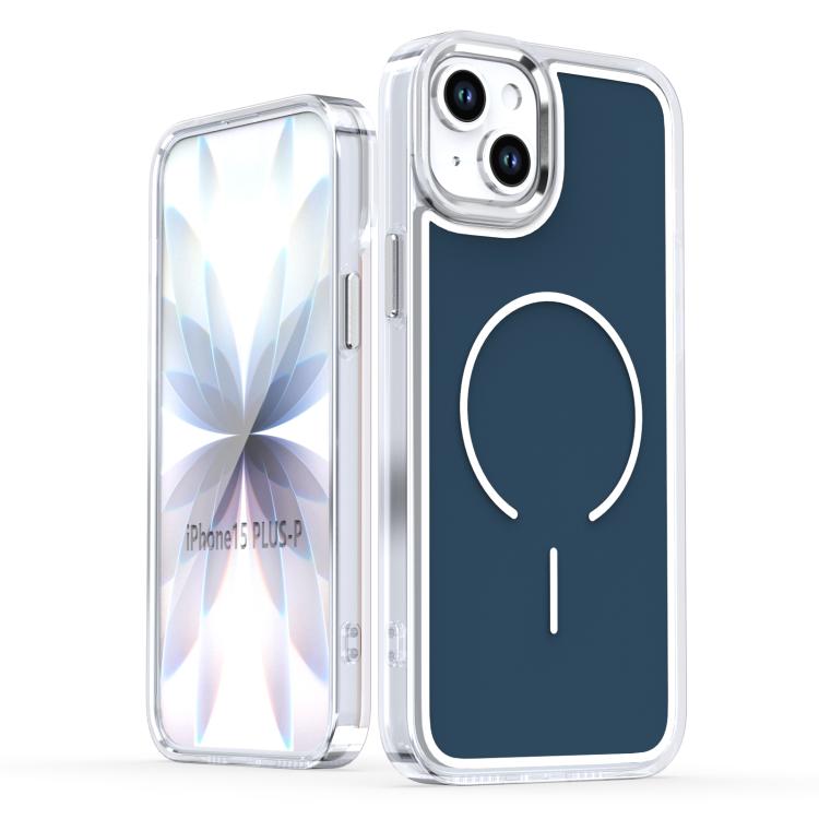 

For iPhone 14 Plus Bright Shadow Two-color MagSafe Magnetic Phone Case(Blue)