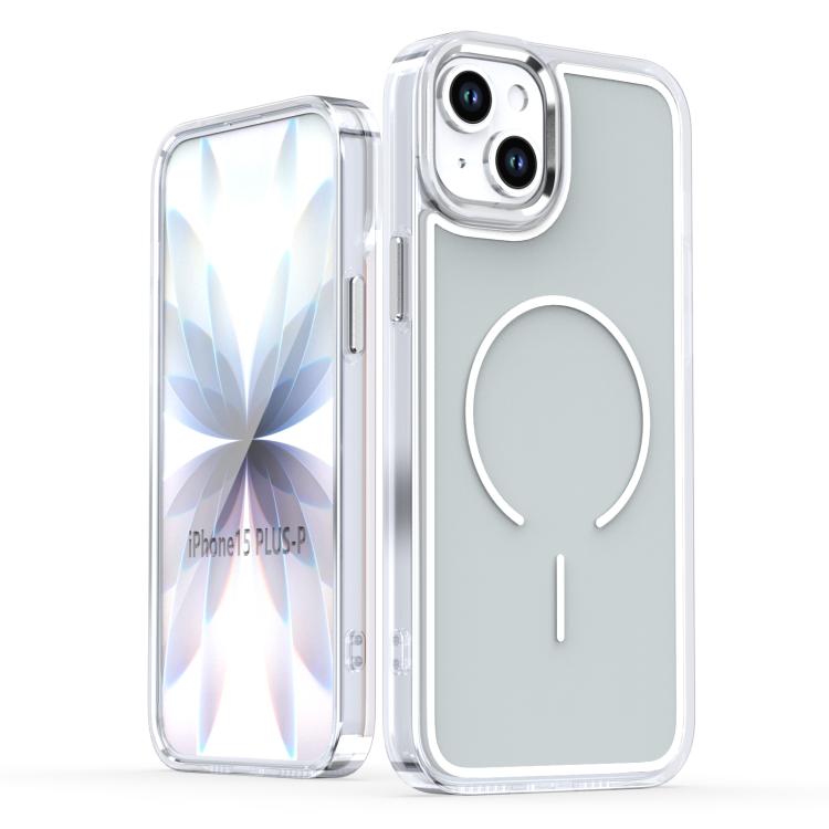 

For iPhone 14 Plus Bright Shadow Two-color MagSafe Magnetic Phone Case(Grey)