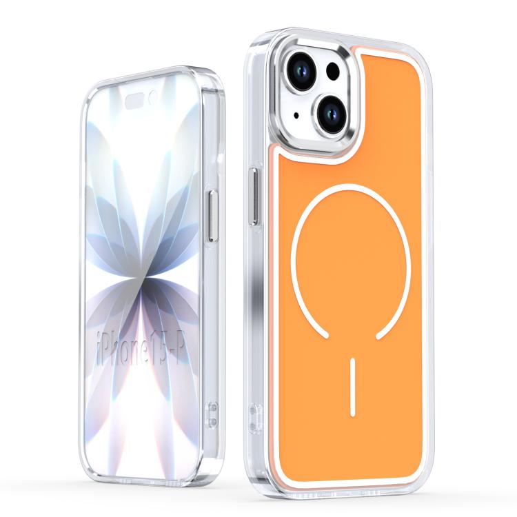 

For iPhone 14 / 13 Bright Shadow Two-color MagSafe Magnetic Phone Case(Orange)