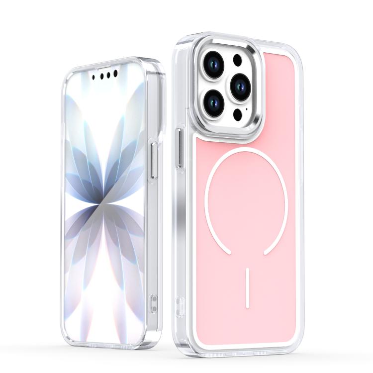 

For iPhone 13 Pro Bright Shadow Two-color MagSafe Magnetic Phone Case(Pink)