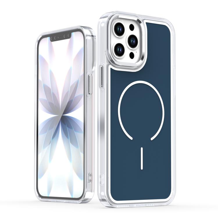 

For iPhone 12 Pro Max Bright Shadow Two-color MagSafe Magnetic Phone Case(Blue)