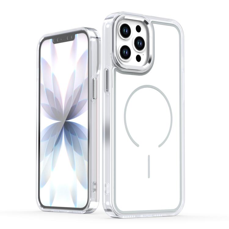 

For iPhone 12 Pro Max Bright Shadow Two-color MagSafe Magnetic Phone Case(White)