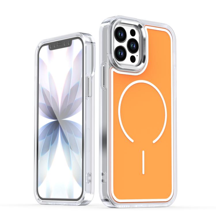 

For iPhone 12 / 12 Pro Bright Shadow Two-color MagSafe Magnetic Phone Case(Orange)