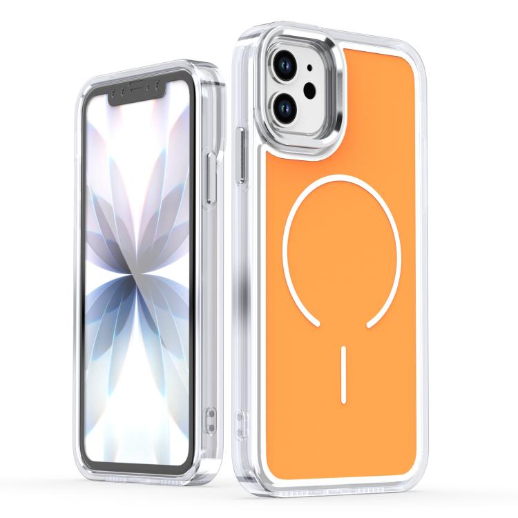 

For iPhone 11 Bright Shadow Two-color MagSafe Magnetic Phone Case(Orange)
