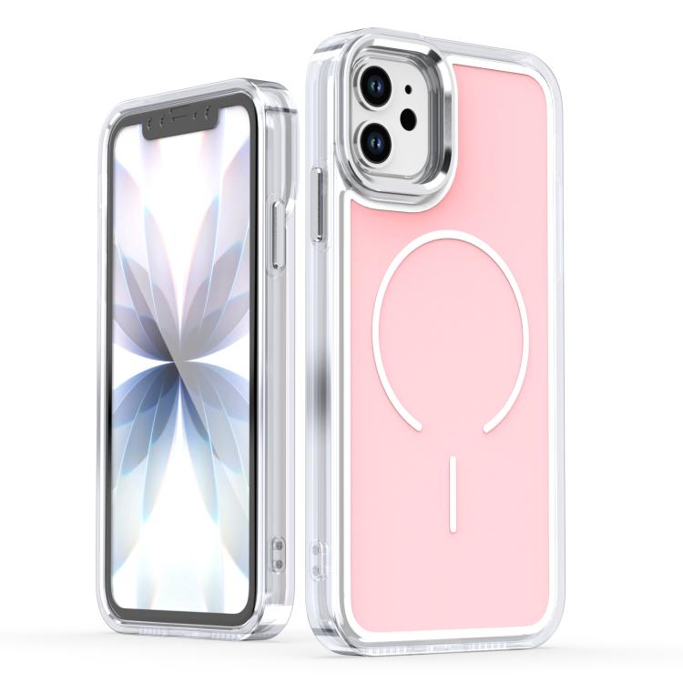 

For iPhone 11 Bright Shadow Two-color MagSafe Magnetic Phone Case(Pink)