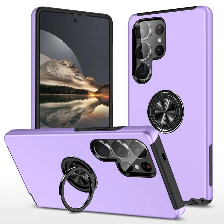 

For Samsung Galaxy S25 Ultra 5G PC + TPU Shockproof Magnetic Phone Case with Invisible Ring Holder(Purple)