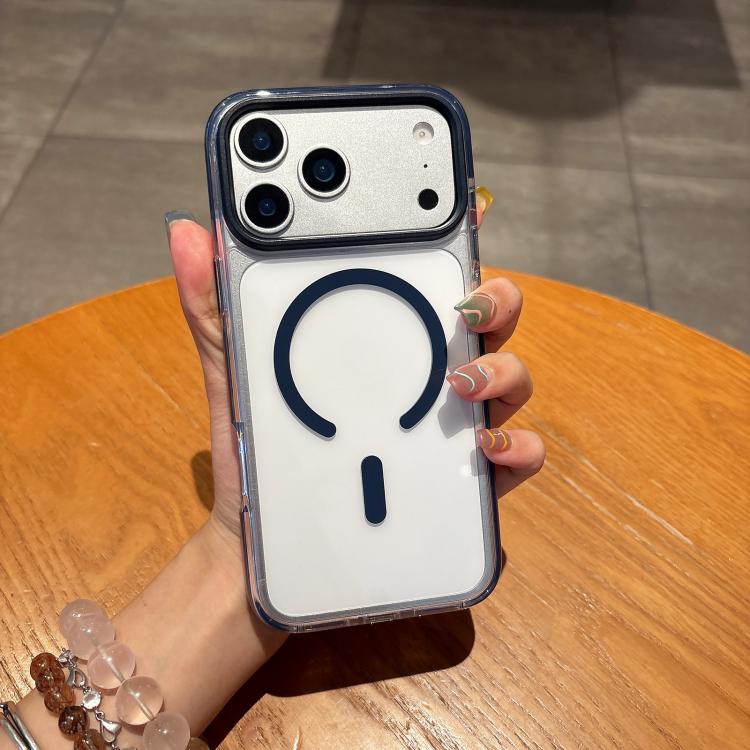 

For iPhone 17 Pro Max Dual-Color MagSafe Magnetic PC Hybrid TPU Phone Case(Dark Blue)