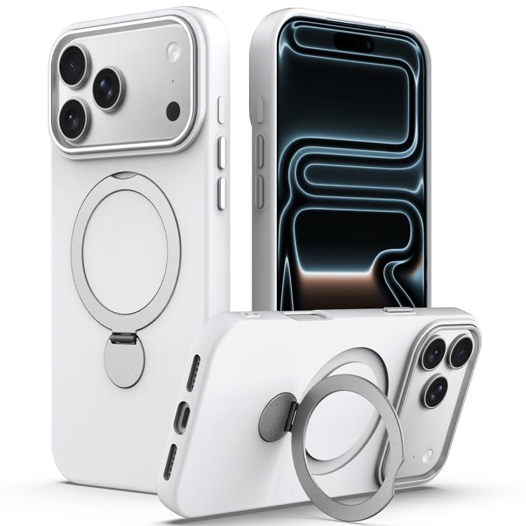 

For iPhone 17 Pro Gen1.5 Pivot Ring Holder TPU Hybrid PC MagSafe Phone Case(White)