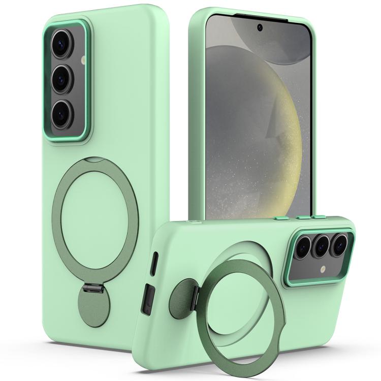 

For Samsung Galaxy S24+ / S25+ 5G Gen1.5 Pivot Ring Holder TPU Hybrid PC Phone Case(Green)