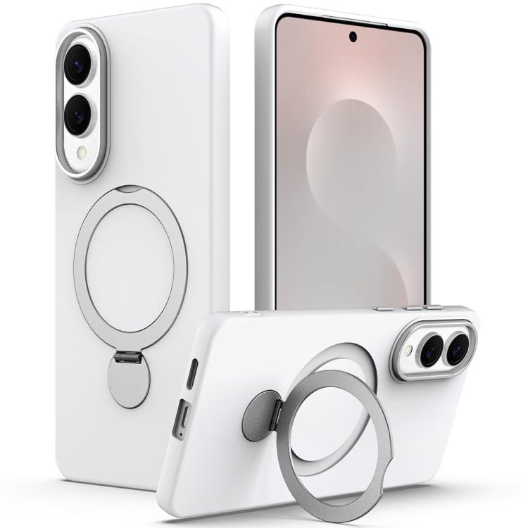 

For Samsung Galaxy S25 Edge 5G Gen1.5 Pivot Ring Holder TPU Hybrid PC MagSafe Phone Case(White)