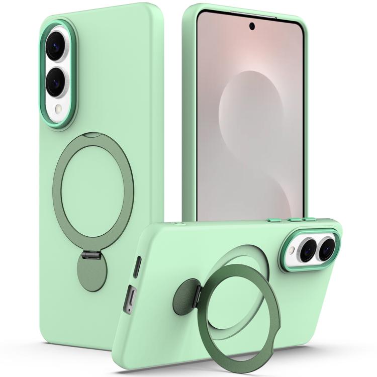 

For Samsung Galaxy S25 Edge 5G Gen1.5 Pivot Ring Holder TPU Hybrid PC Phone Case(Green)