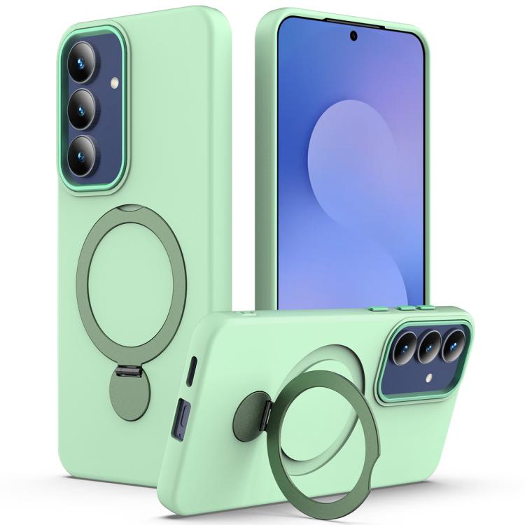 

For Samsung Galaxy S25 FE 5G Gen1.5 Pivot Ring Holder TPU Hybrid PC Phone Case(Green)