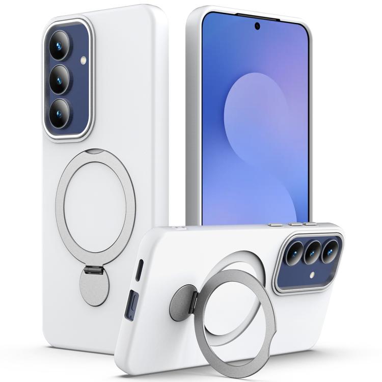 

For Samsung Galaxy S24 FE 5G Gen1.5 Pivot Ring Holder TPU Hybrid PC MagSafe Phone Case(White)