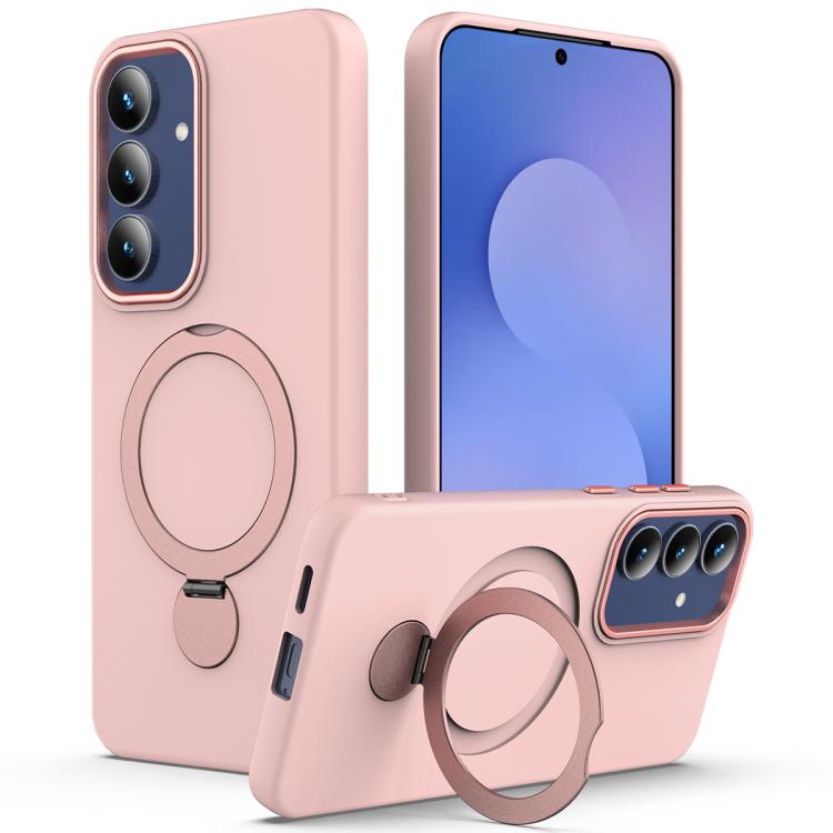 

For Samsung Galaxy S24 FE 5G Gen1.5 Pivot Ring Holder TPU Hybrid PC Phone Case(Pink)