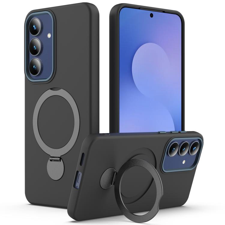 

For Samsung Galaxy S24 FE 5G Gen1.5 Pivot Ring Holder TPU Hybrid PC Phone Case(Black)