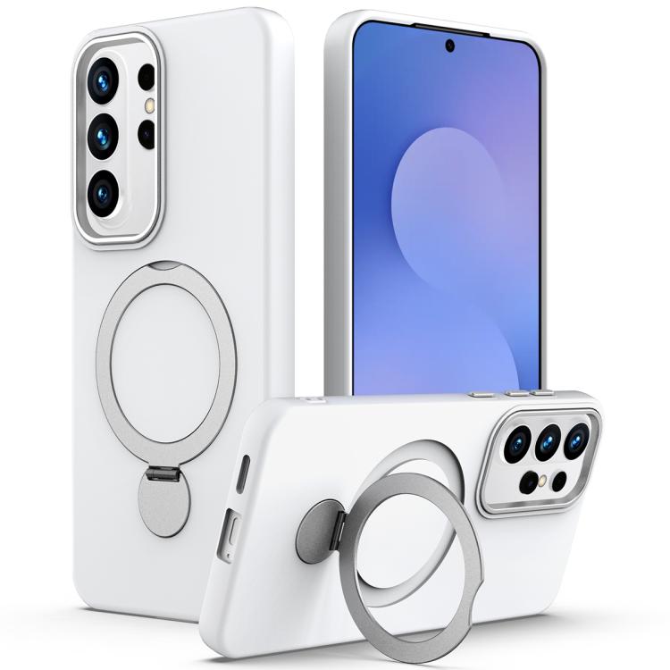 

For Samsung Galaxy S26 Ultra 5G Gen1.5 Pivot Ring Holder TPU Hybrid PC Phone Case(White)