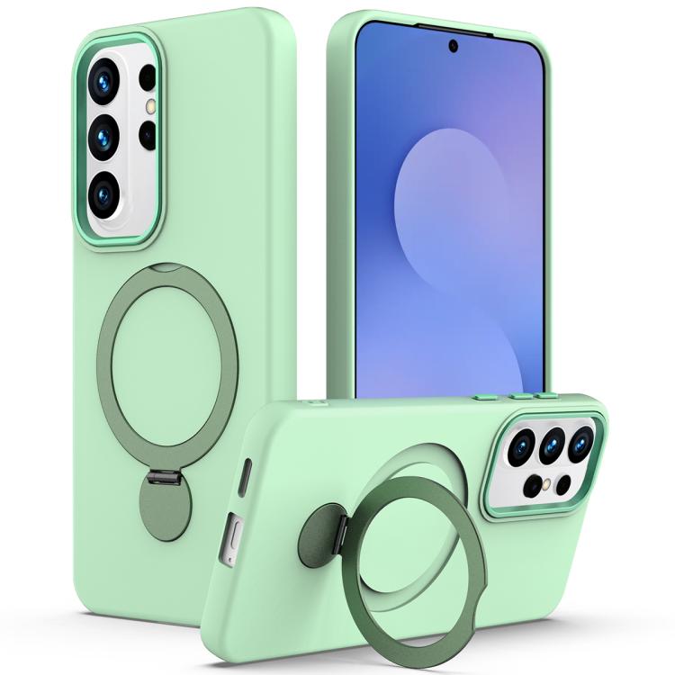 

For Samsung Galaxy S26 Ultra 5G Gen1.5 Pivot Ring Holder TPU Hybrid PC Phone Case(Green)