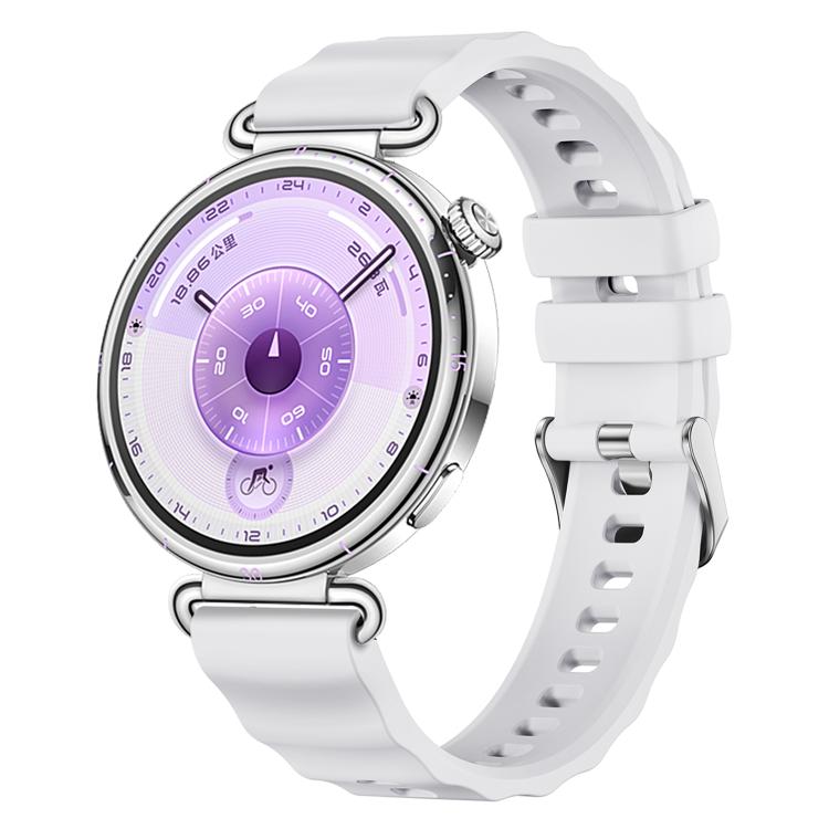 

For Huawei Watch GT 6 / 5 / 4 41mm xDfind Quick Release Spring Bar Silver Buckle Solid Color Silicone Watch Band(White)