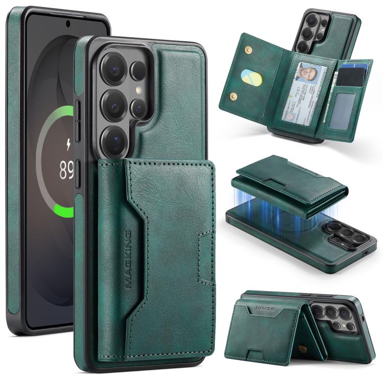 

For Samsung Galaxy S26 Ultra 5G MAGKING K4 Series MagSafe RFID Tri-fold Card Bag Detachable Phone Case(Green)