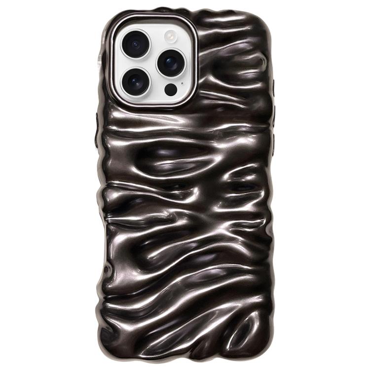 For iPhone 16 Pro Max Cream Texture Electroplating TPU Full Coverage Phone Case(Matte Black)