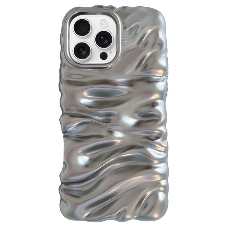 For iPhone 16 Pro Max Cream Texture Electroplating TPU Full Coverage Phone Case(Matte Silver)