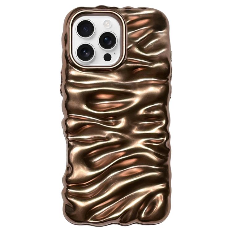 For iPhone 16 Pro Cream Texture Electroplating TPU Full Coverage Phone Case(Matte Gold)