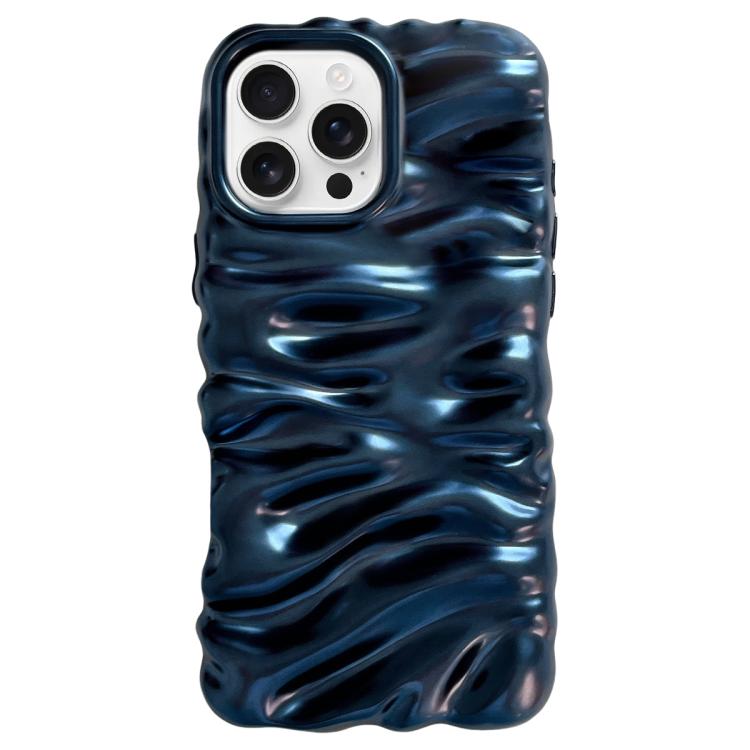 

For iPhone 16 Pro Cream Texture Electroplating TPU Full Coverage Phone Case(Matte Blue)