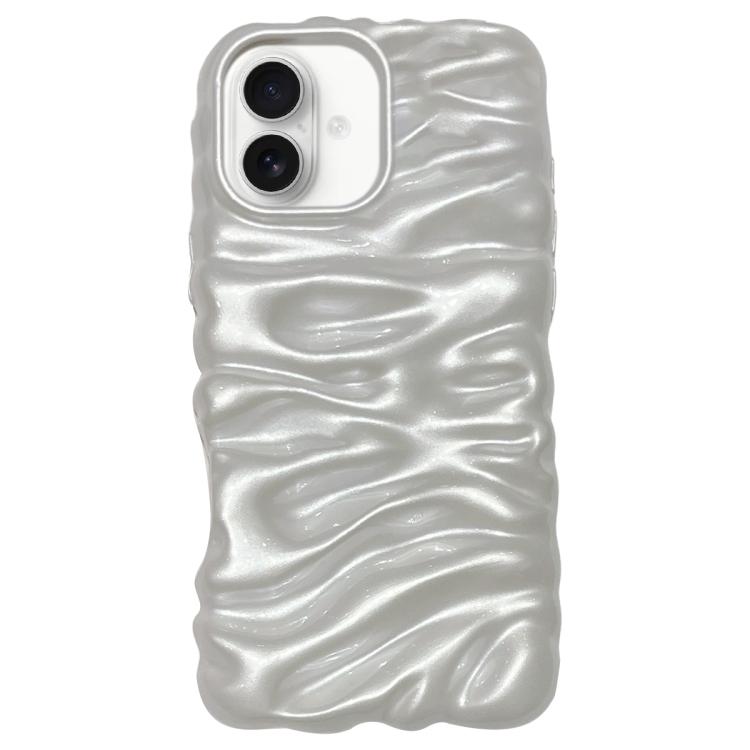 

For iPhone 16 Cream Texture Electroplating TPU Full Coverage Phone Case(Pearl White)