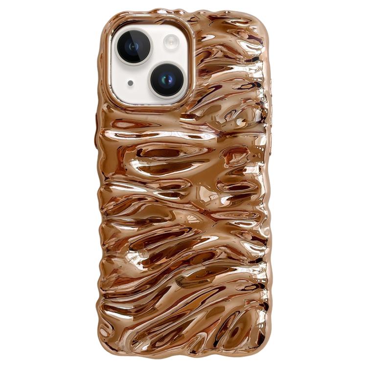 

For iPhone 15 Plus Cream Texture Electroplating TPU Full Coverage Phone Case(Gold)