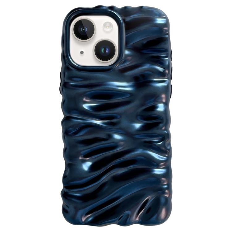For iPhone 15 Cream Texture Electroplating TPU Full Coverage Phone Case(Matte Blue)