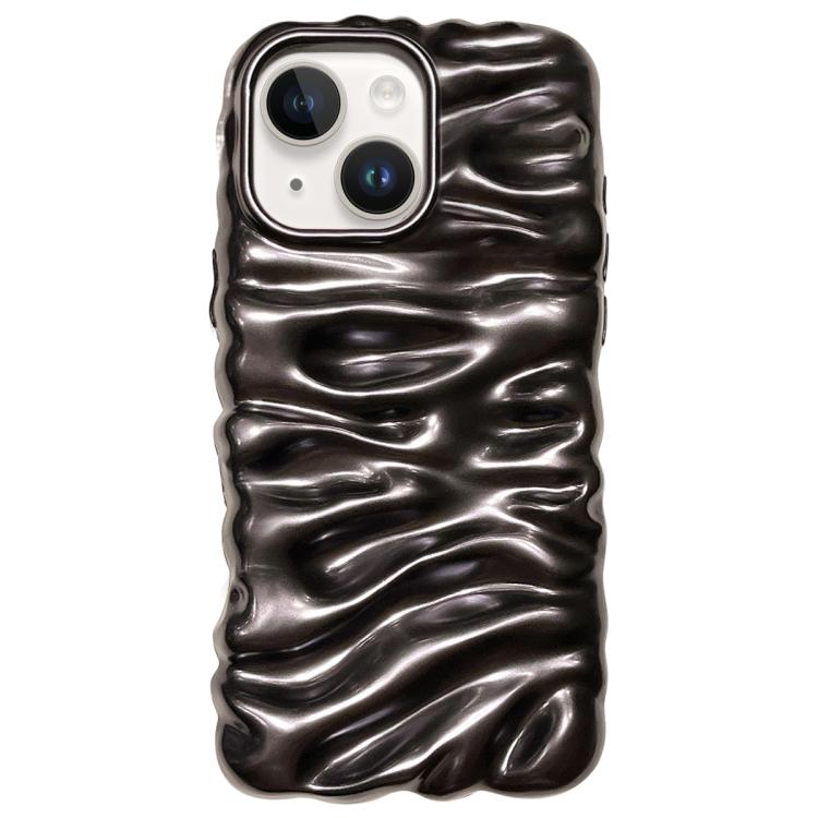 For iPhone 14 Plus Cream Texture Electroplating TPU Full Coverage Phone Case(Matte Black)