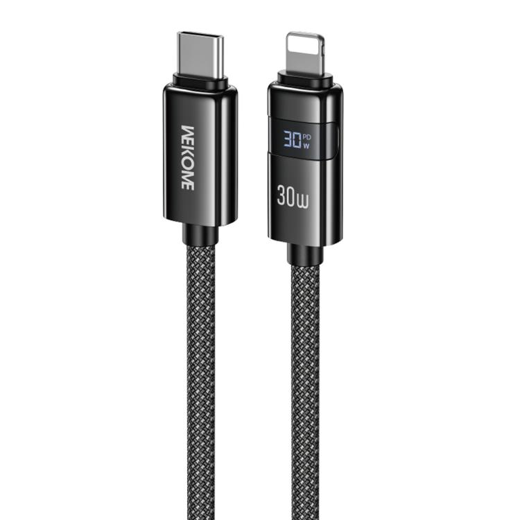 

WK WDC-104 Raython 2 Digital Display 30W Type-C to 8 Pin Fast Charging Data Cable, Length: 1.2m(Black)