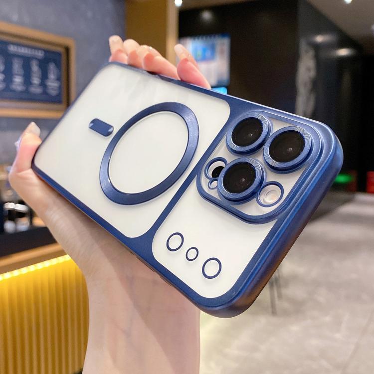 

For iPhone 16 Pro Change to 17 Series Magnetic MagSafe Frosted TPU Phone Case(Blue)