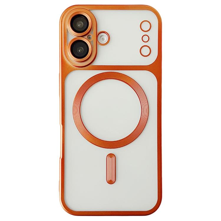 

For iPhone 16 Change to 17 Series Magnetic MagSafe Frosted TPU Phone Case(Orange)