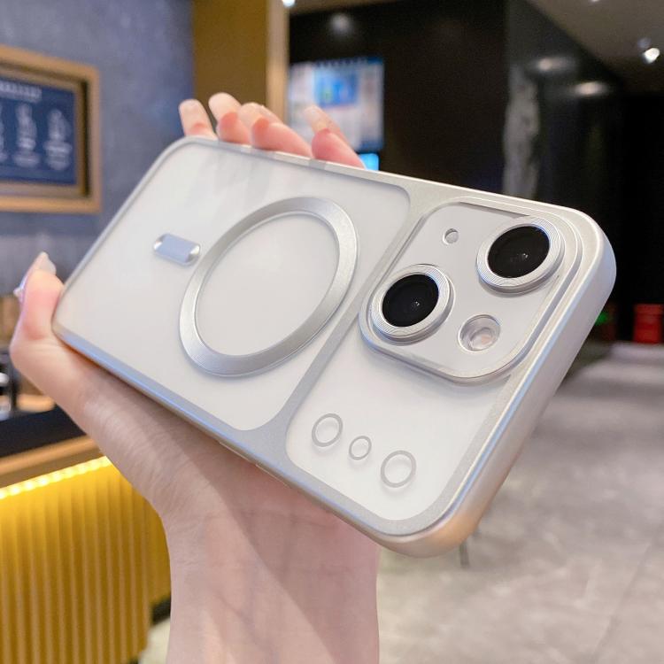 

For iPhone 15 Change to 17 Series Magnetic MagSafe Frosted TPU Phone Case(Silver)