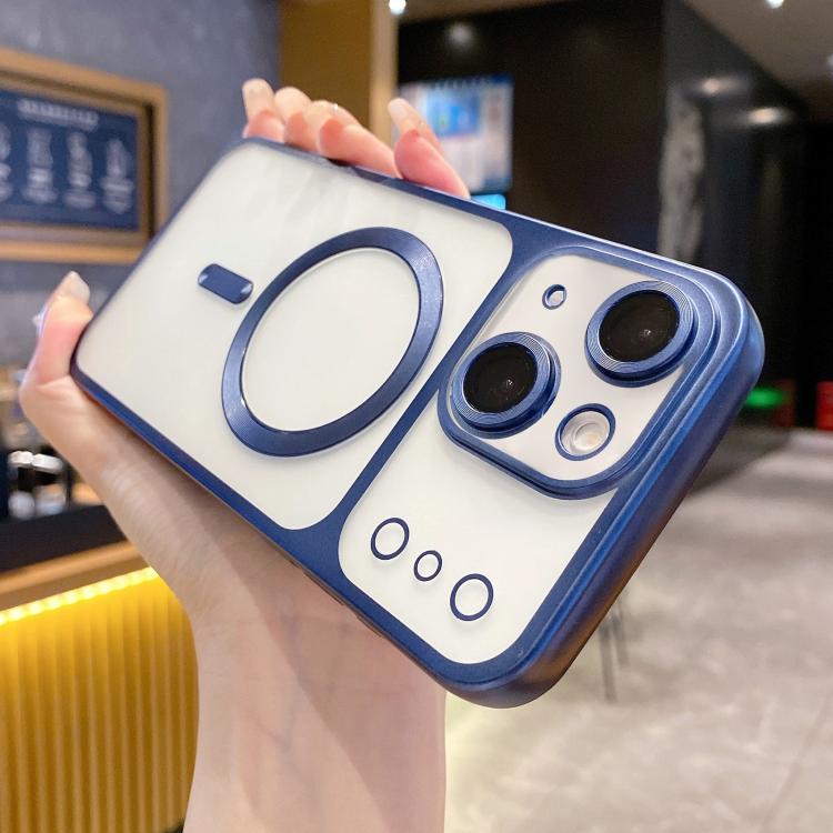 

For iPhone 13 Change to 17 Series Magnetic MagSafe Frosted TPU Phone Case(Blue)