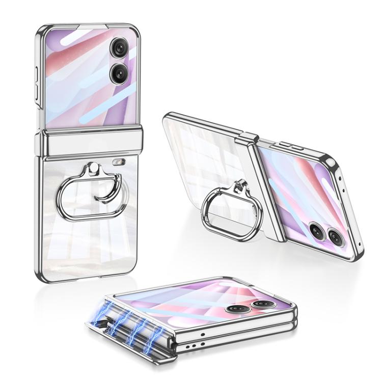 

For Honor Magic V Flip 2 GKK Integrated Folding Magnetic Hinge Phantom Phone Case with Oval Ring(Silver)
