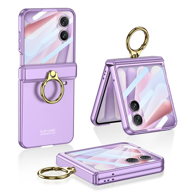 

For Honor Magic V Flip 2 GKK Integrated Magnetic Hinged Flip Case with Ring Holder(Purple)