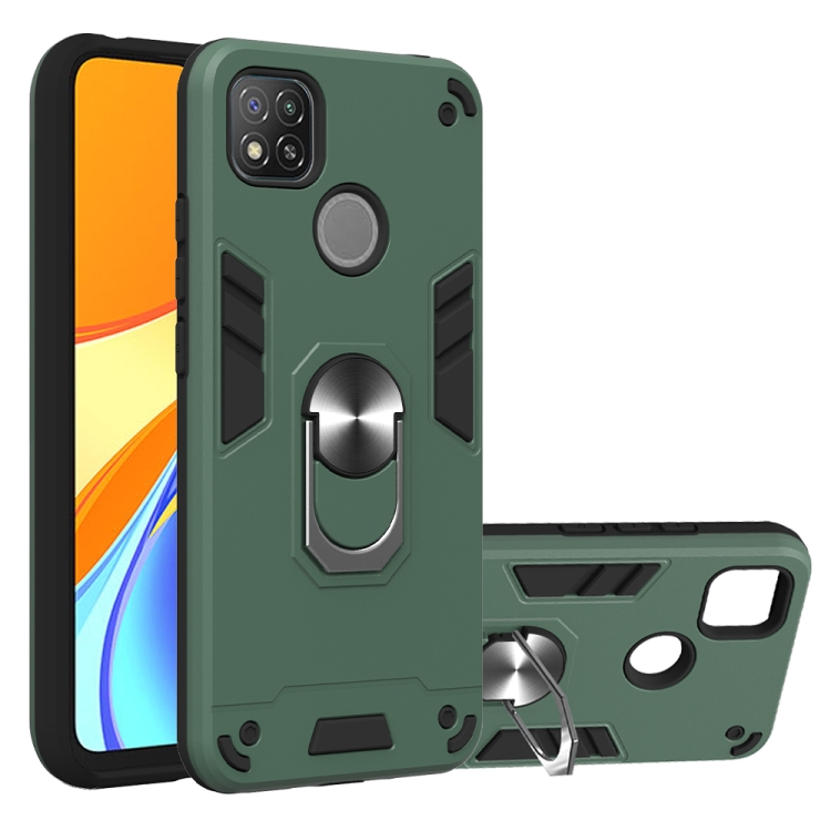 

For Xiaomi Redmi 9C Armour Series PC + TPU Protective Case with Ring Holder(Dark Green)