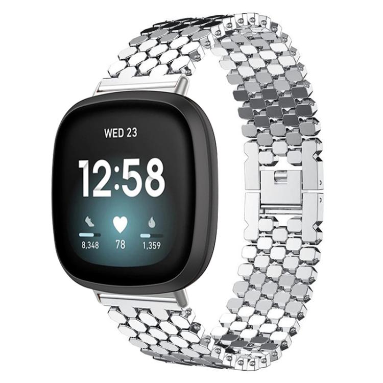 

For Fitbit Versa 4/Versa 3/Sense 2/Sense xDfind Fish Scale Texture Metal Watch Band(Silver)