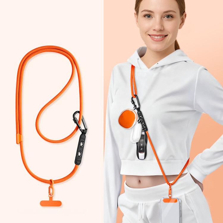 

7mm Polyester Adjustable Crossbody Storage Hooks Mobile Phone Anti-lost Lanyard With Metal Clamp(Orange)
